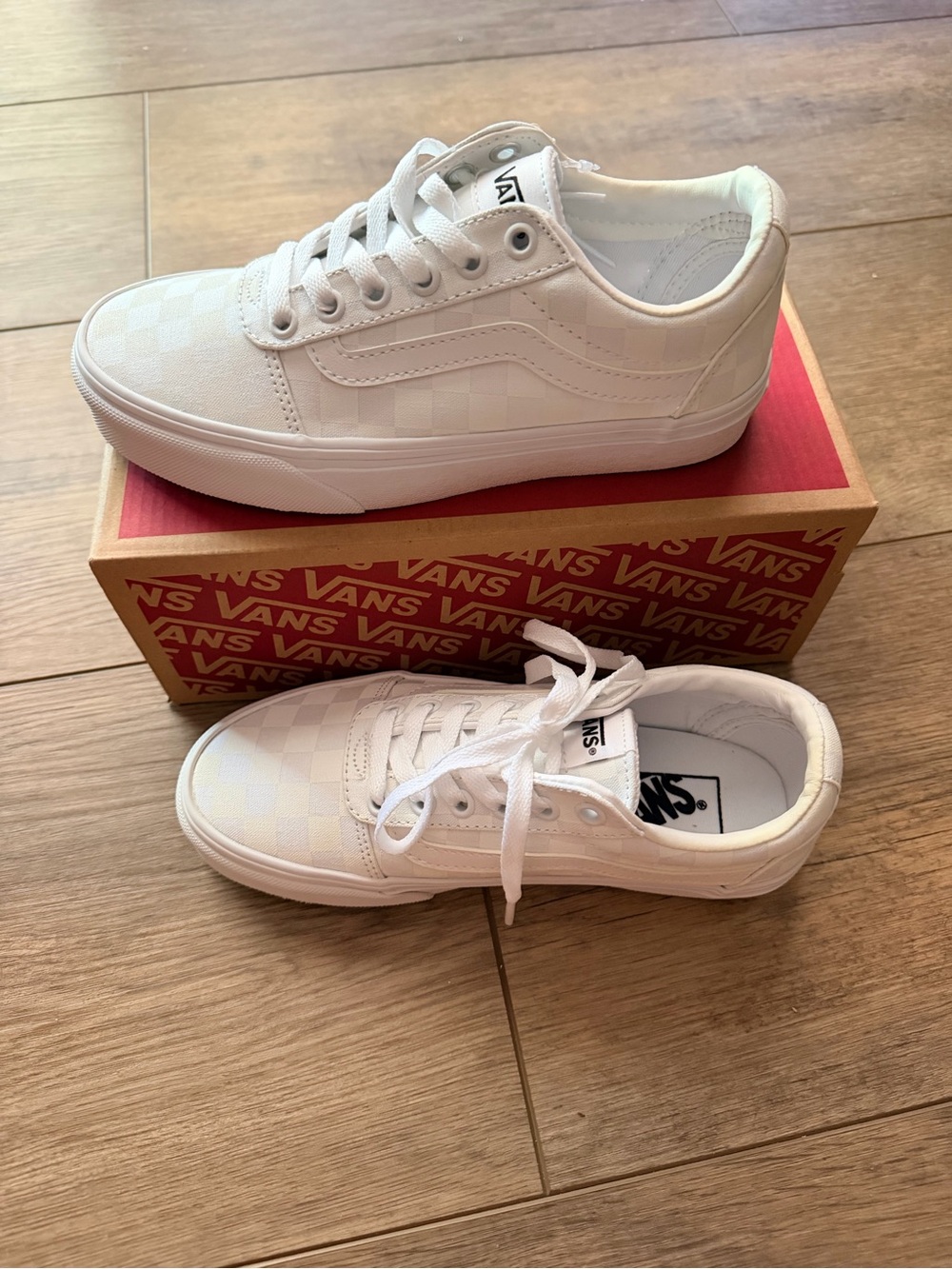 Vans White Checkerboard Low Top Sneakers
